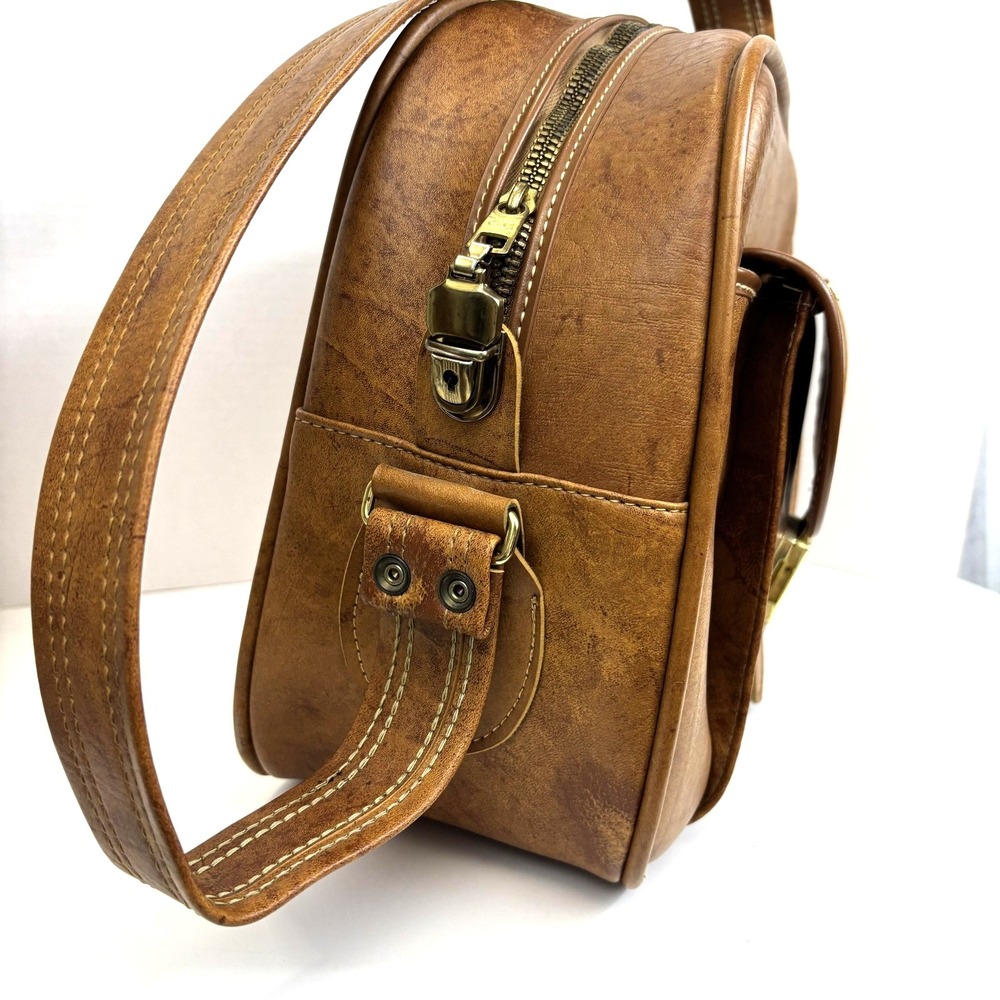 Vintage Argosy By Invicta Brown Retro Carry On Bag Luggage Weekender Retro - Picture 9 of 14